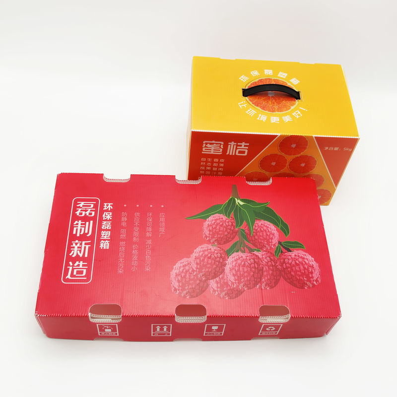 Fruit Corrugated Plastic Packaging Boxes With Handles Antistatic