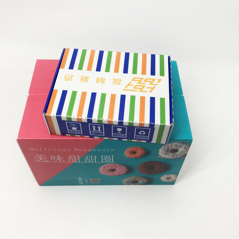 FDA Corrugated Plastic Storage Boxes 3.0mm Safety Dessert Cake Donuts Storage Carton