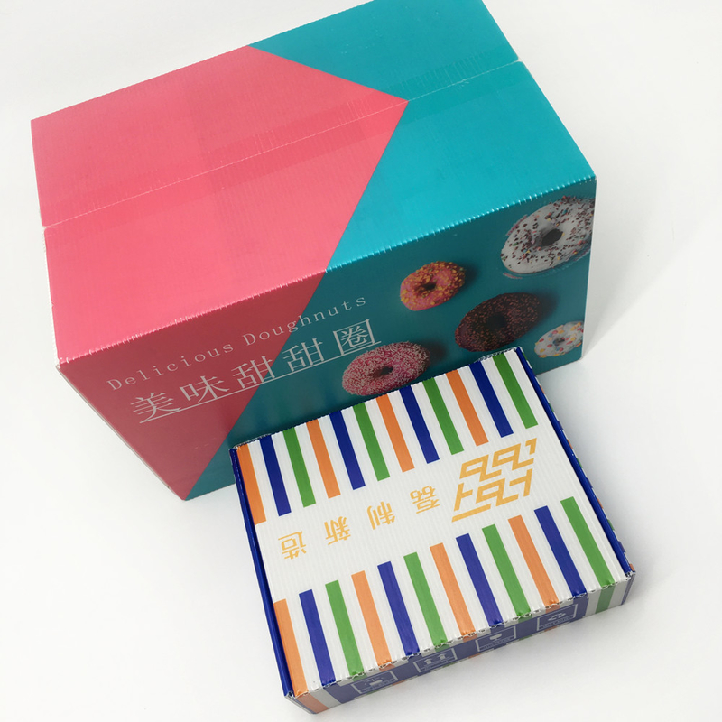 FDA Corrugated Plastic Storage Boxes 3.0mm Safety Dessert Cake Donuts Storage Carton
